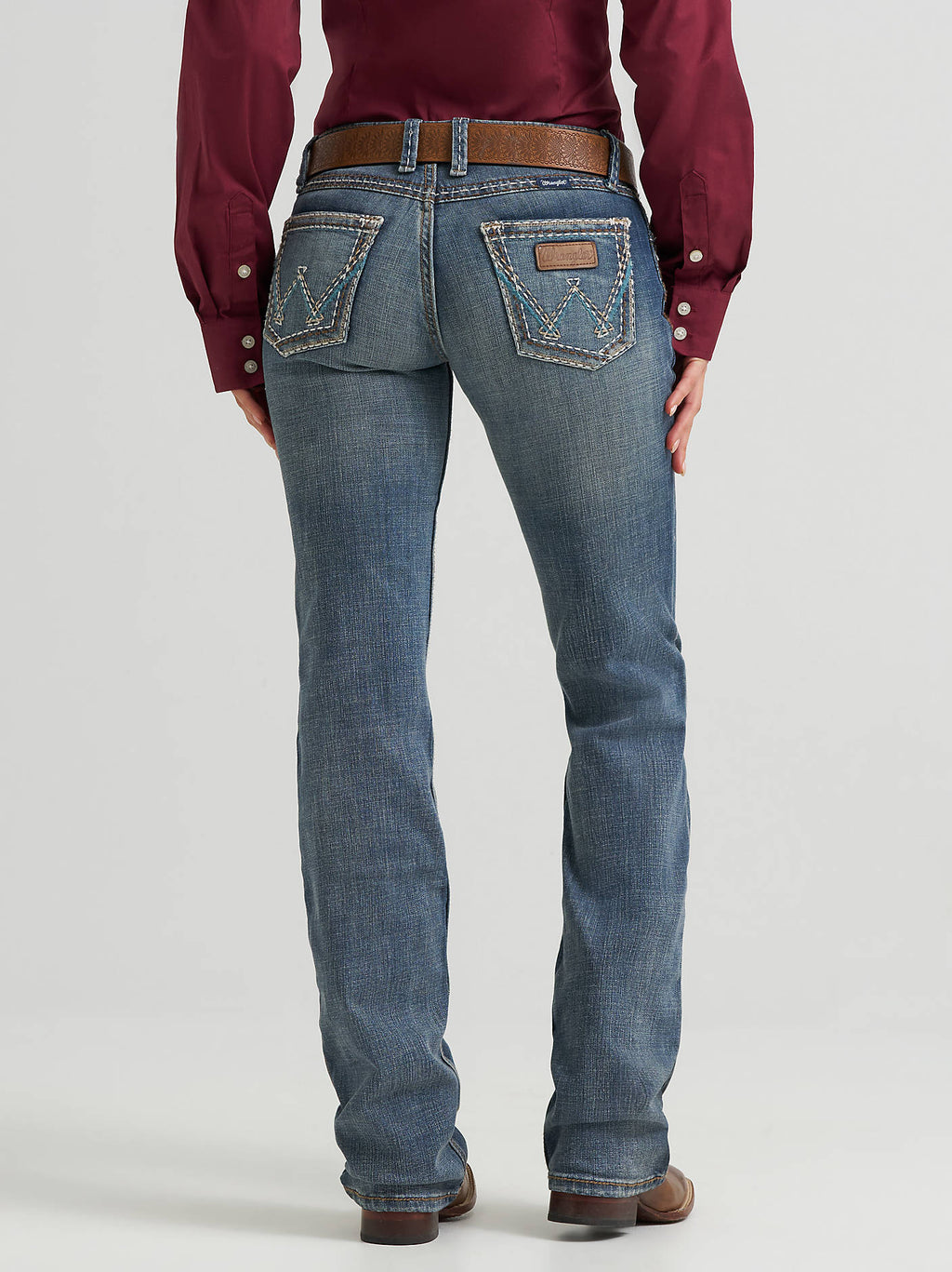 Wrangler Women's Retro Sadie Low-Rise Bootcut Jeans in DW Wash, back view