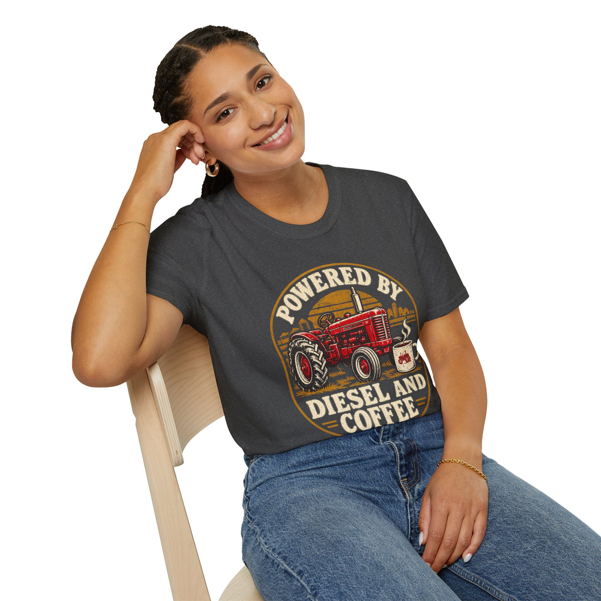 Powered by Diesel and Coffee Tractor T-Shirt
