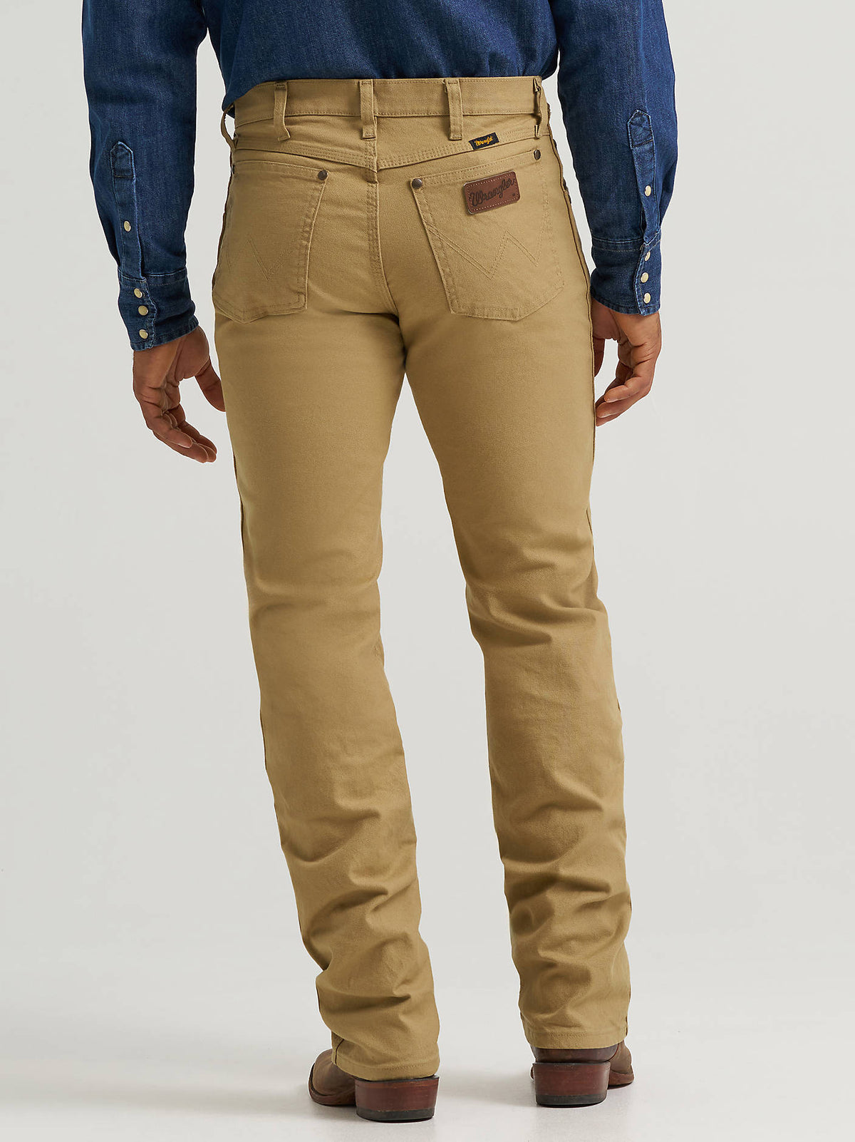 Wrangler Men's Tough Comfort 47 Regular Fit Canvas Pants in Kelp, back view
