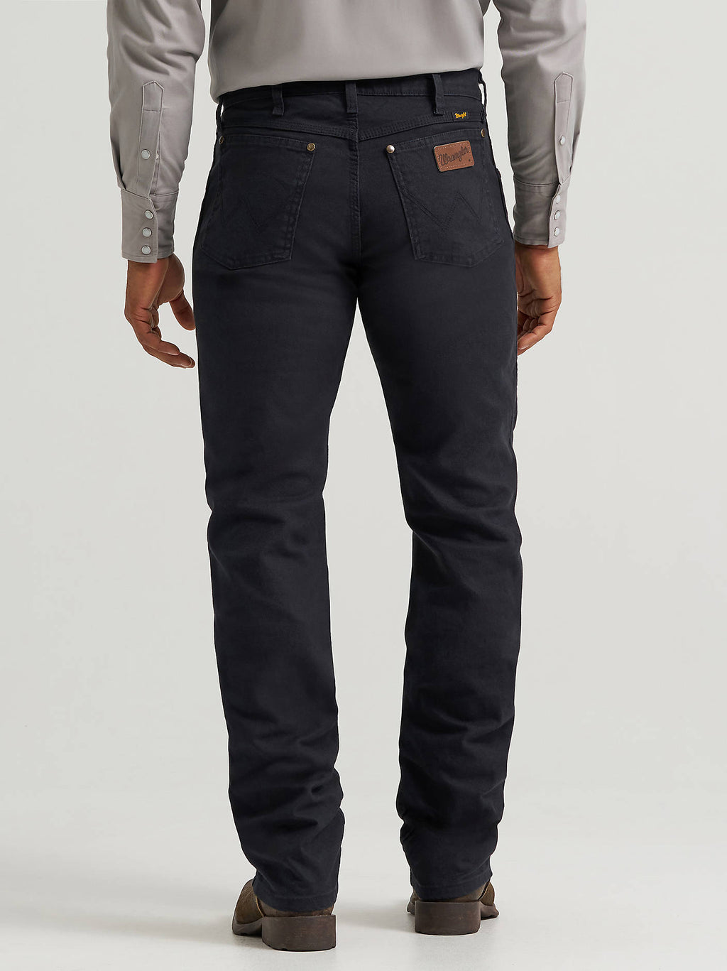Wrangler Men's Tough Comfort 47 Regular Fit Canvas Pants in Black (Caviar), back view