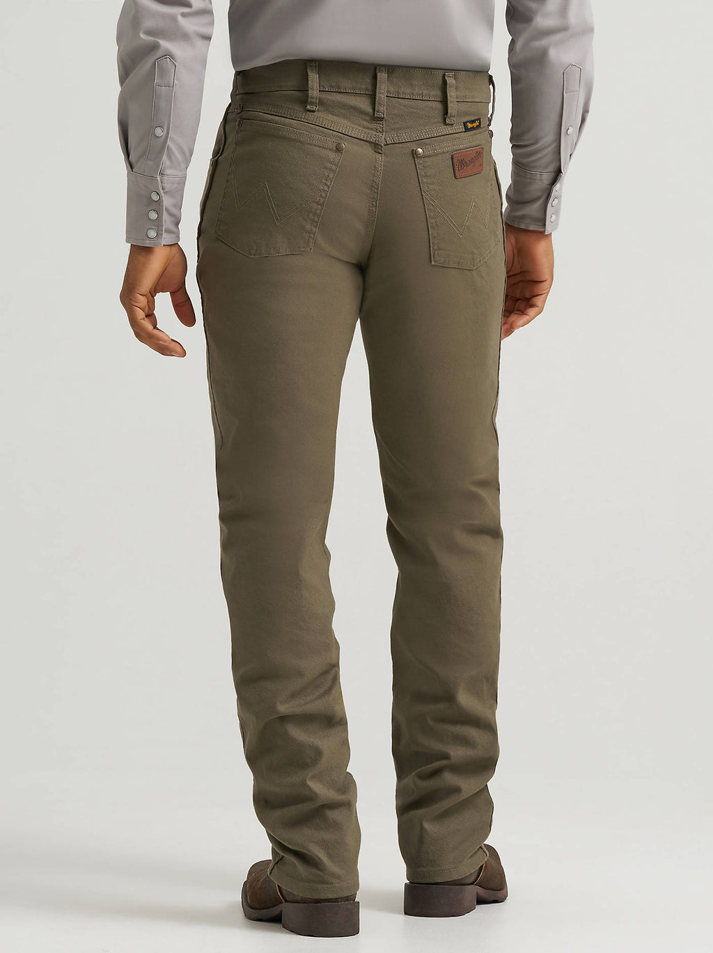 Wrangler Men's Tough Comfort 47 Regular Fit Canvas Pants in Sea Turtle, back view