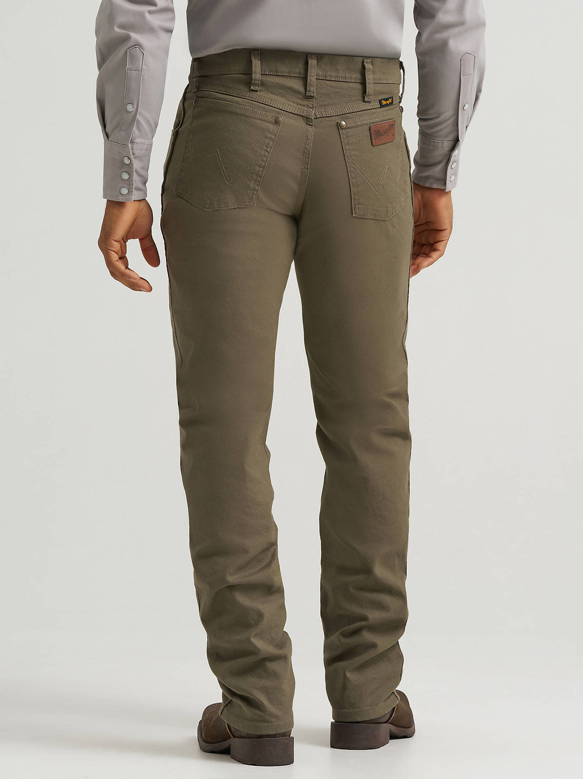 Wrangler Men's Tough Comfort 47 Regular Fit Canvas Pants in Sea Turtle, back view