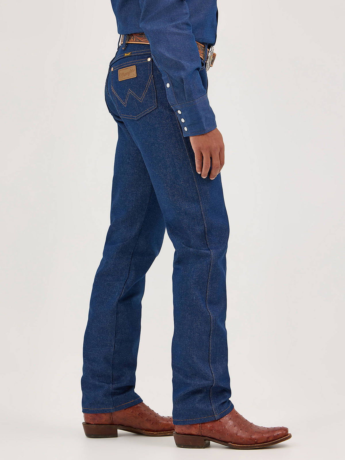 Wrangler Men's 13MWZ Cowboy Cut Original Fit Jeans - Rigid Indigo, side and back view