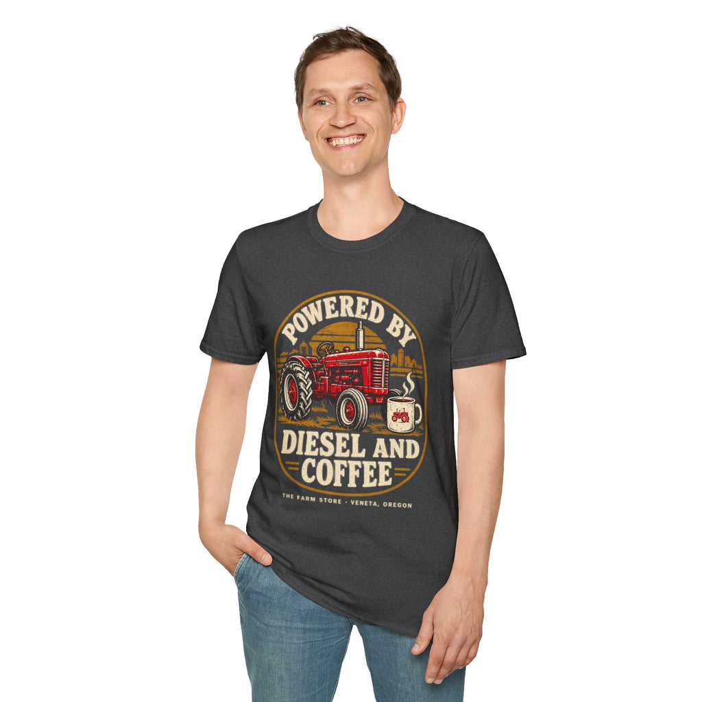 Powered by Diesel and Coffee Tractor T-Shirt