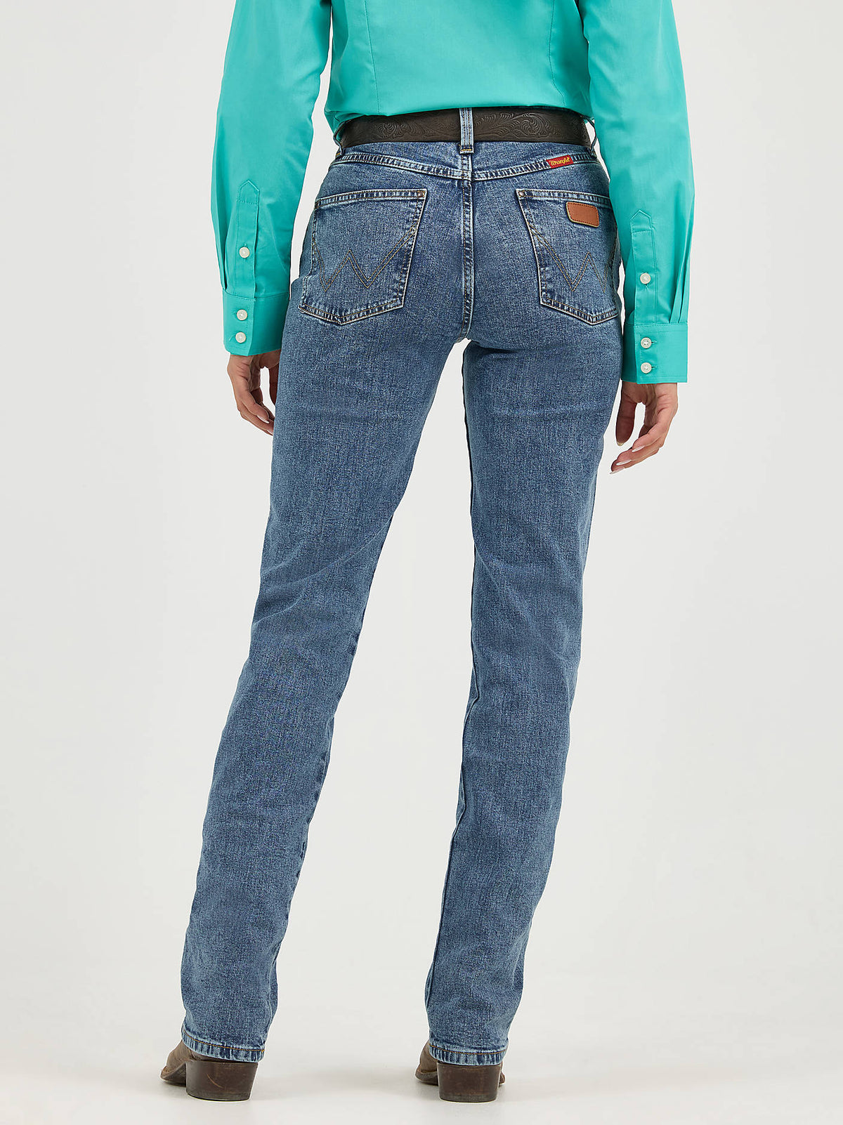Wrangler Women's Cowboy Cut Slim Fit Stretch Jeans - Stonewash, back view