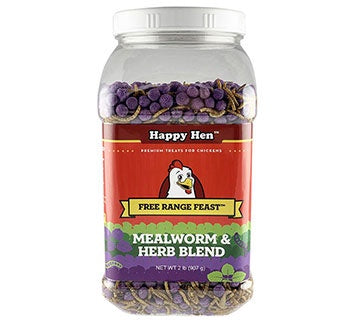 Happy Hen Free Range Feast Mealworm & Herb Blend, 2 lb jar