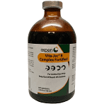 A brown glass bottle of Aspen Vita-Jec B Complex Fortified with a white label.