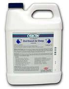 A white plastic jug of Bayer Cydectin oral drench for sheep with a dark blue cap.