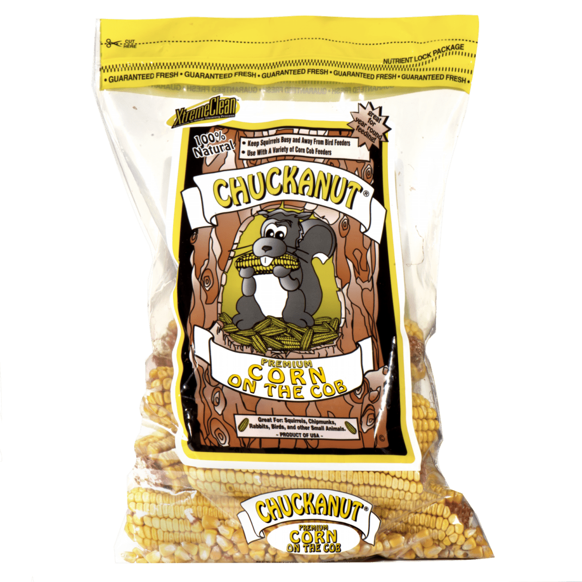 A five-pound bag of Chuckanut premium corn on the cob for wildlife.