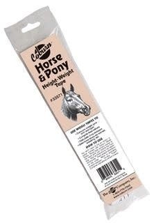 A Coburn horse and pony height and weight measuring tape in its original plastic packaging.