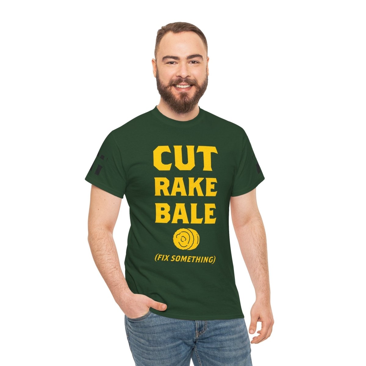 Cut Rake Bale T‑Shirt — Farm Humor Tee ("Fix Something") - The Farm Store