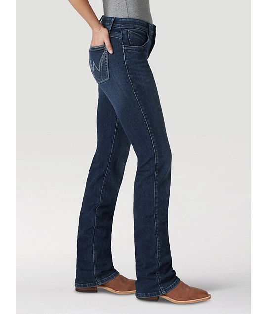 Wrangler Women's Ultimate Riding Q-Baby Bootcut Jeans - NR Wash, side view