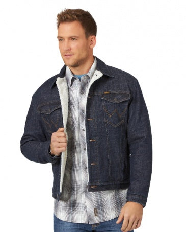 Wrangler Men's Retro Sherpa-Lined Denim Jacket - Frontier, front view