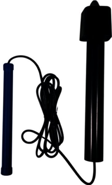 A Ghost Controls wireless vehicle sensor with a black sensor unit and a blue probe on a cable.