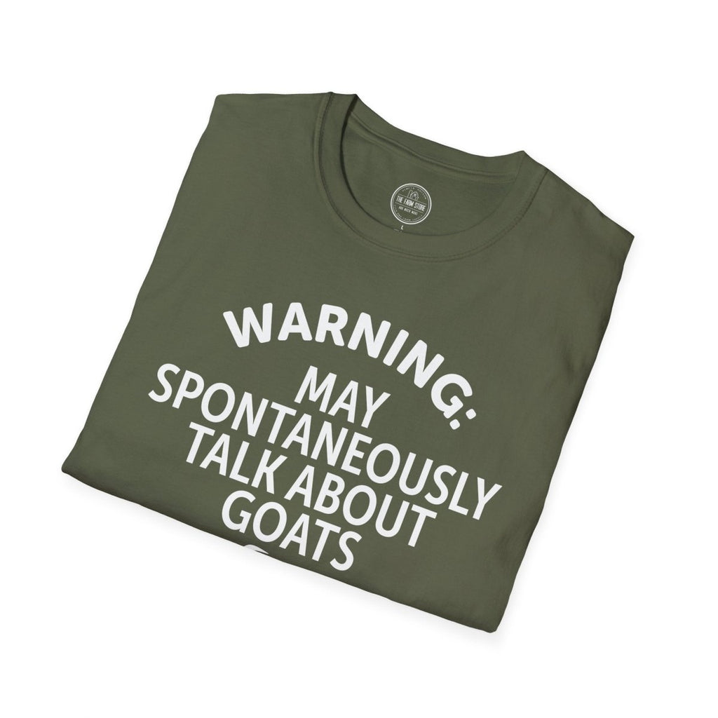 Goat Lover T‑Shirt — "Warning: May Spontaneously Talk About Goats" Tee - The Farm Store