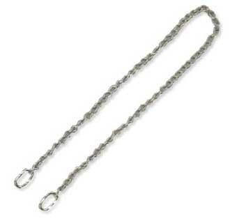 A thirty-inch zinc-plated twist link OB chain with two end loops.