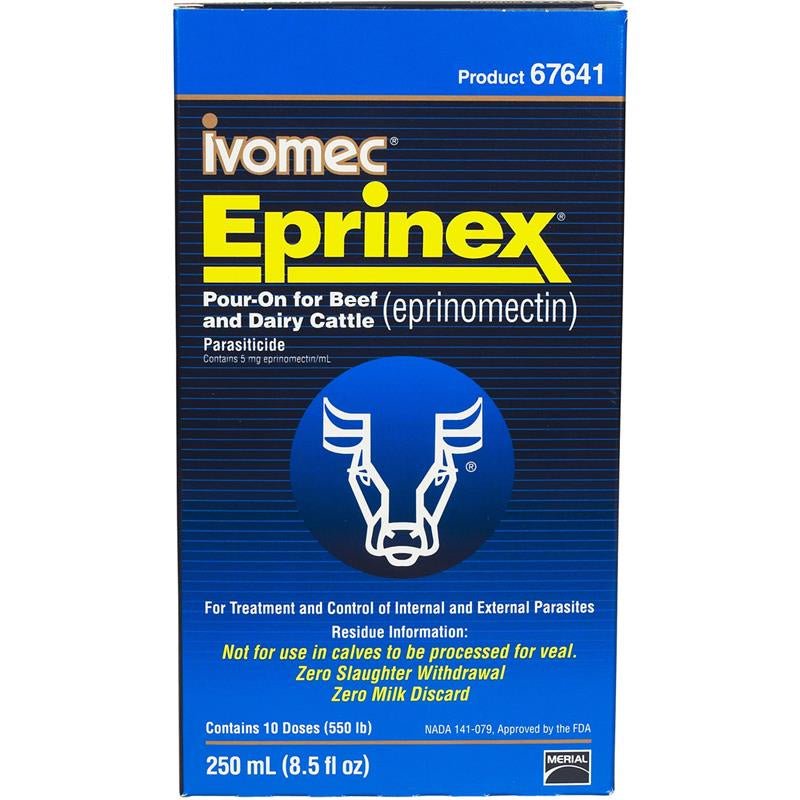 A 250 mL bottle of Ivomec Eprinex pour-on parasiticide for beef and dairy cattle.