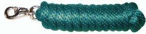 A dark green cotton horse lead rope featuring a silver metal bolt snap.