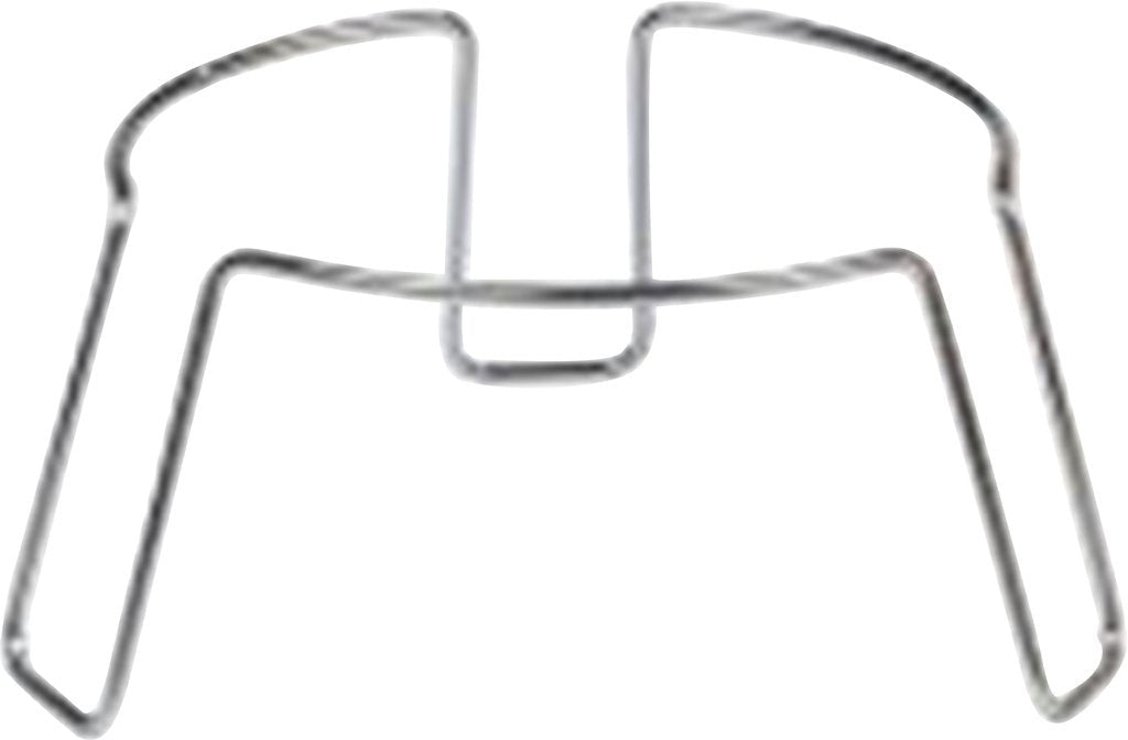 A sturdy metal wire stand designed to elevate a poultry waterer off the ground.