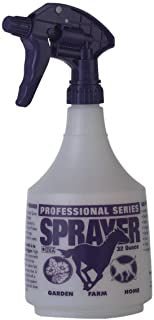 A 32-ounce translucent plastic spray bottle with a dark purple trigger sprayer.