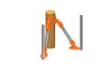 A LockJawz wood corner brace kit featuring orange connectors attached to a post and two T-posts.