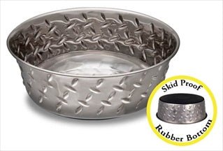 Loving Pets Diamond Plate No - Skid Dog Bowl - The Farm Store