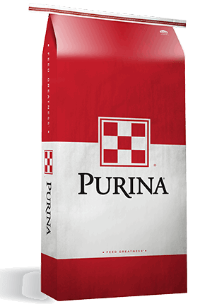 A 50-pound bag of Purina Delta Lamb and Ewe Breeder medicated sheep feed.