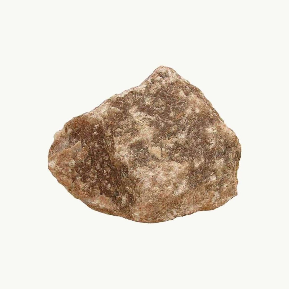 A rough, reddish-brown chunk of natural mineral sea salt.