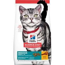 A bag of Hill's Science Diet Indoor Adult 1-6 dry cat food featuring a tabby cat.