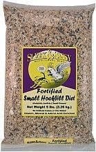 A five-pound bag of Sleek and Sassy fortified small hookbill bird food.