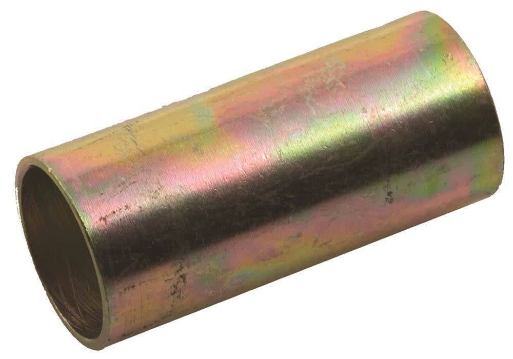 A yellow zinc-plated steel top link bushing for adapting category 1 and 2 tractor pins.