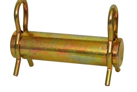 A yellow zinc-plated SpeeCo cylinder pin with two R-clips attached at both ends.