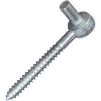 A zinc-plated screw hook with a threaded shank and a short, straight hook end.