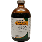 A brown glass bottle of Aspen Vita-Jec B Complex Fortified with a white label.