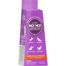 A purple bottle of Vitality NO! NO! Correction Spray for cats in a 1.35 ounce size.