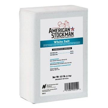 A four-pound white salt brick for livestock by American Stockman.