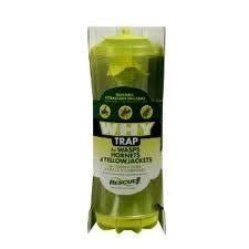 A green plastic WHY trap for wasps, hornets, and yellowjackets in its original packaging.