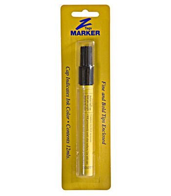 A black Z Tag marker pen in its original yellow retail packaging.