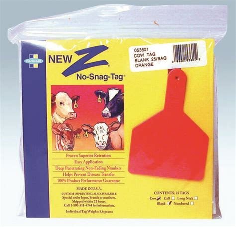 A package of twenty-five blank orange Z-Tags cattle ear tags.